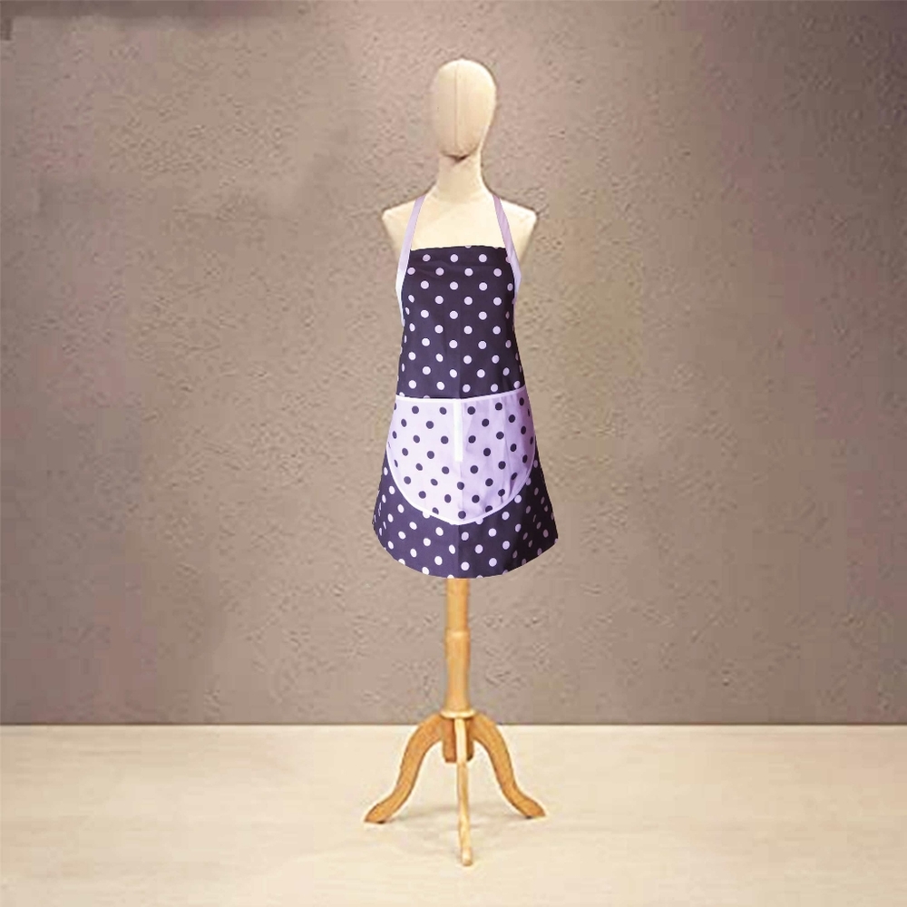 Pink Polka Dot on Brown Canvas Apron